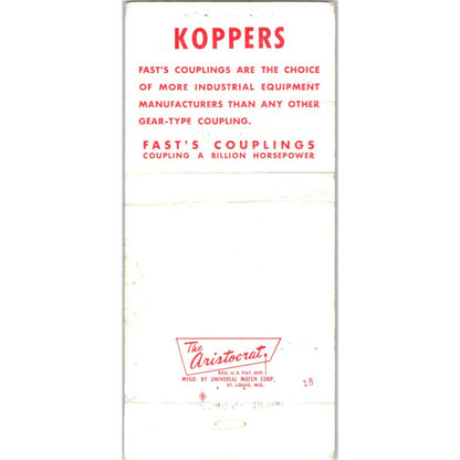 Koppers Fast's Couplings Advertising Matchbook Cover MM10-3