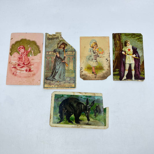 1880-90s Victorian Trade Card Lot of 5 Jamestown NY Aardvark Arbuckle Coffee SC5