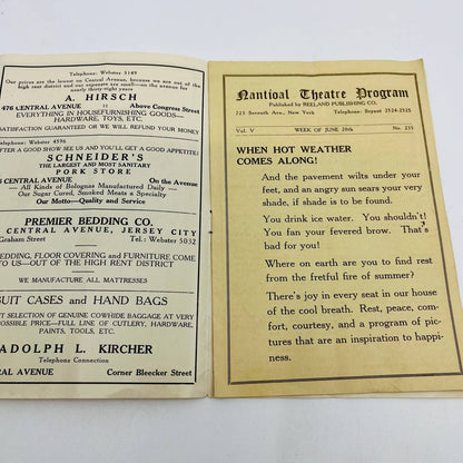 1920s National Theater Program Jersey City NJ Clara Kimball Young TD6