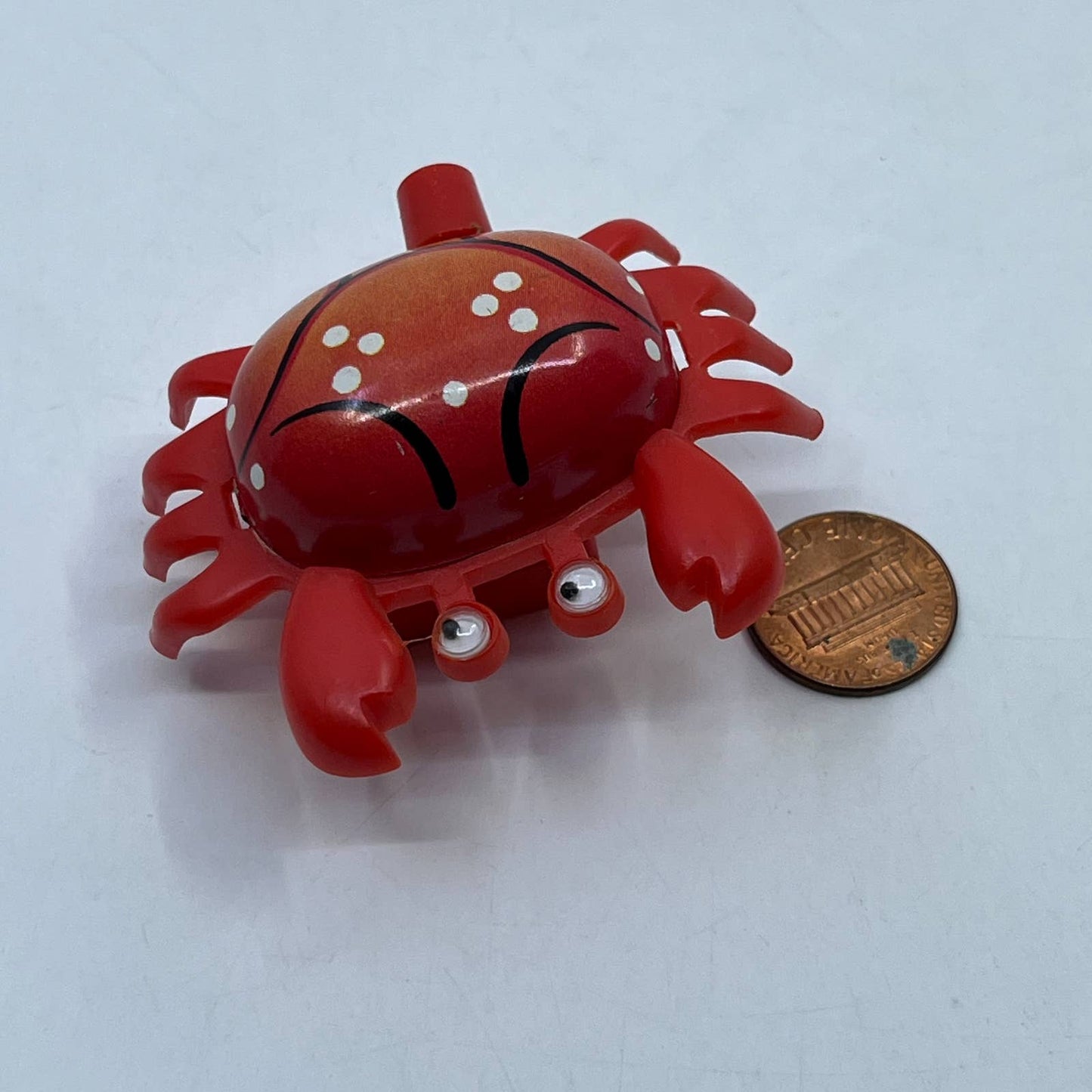 1970s Wind Up Toy Happy Crab Tin Litho & Plastic Hong Kong WORKS 2" TH7