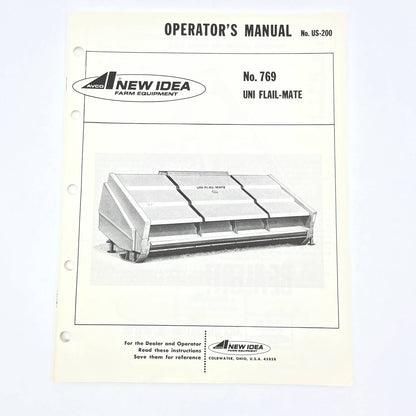 Original 1979 New Idea Operator's Manual US-200 No. 769 UNI FLAIL-MATE TB9