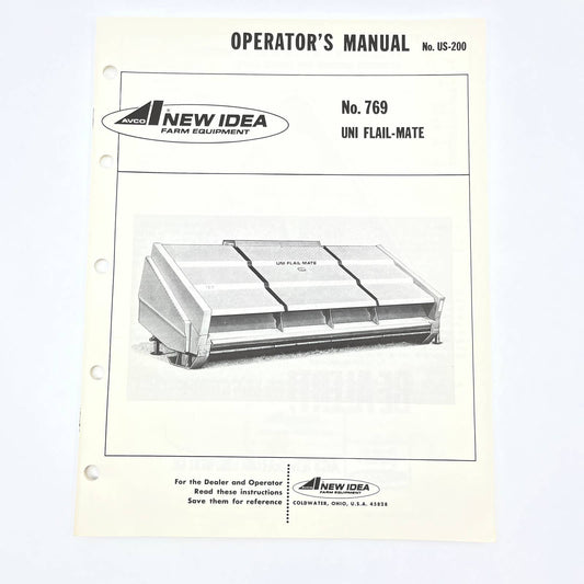 Original 1979 New Idea Operator's Manual US-200 No. 769 UNI FLAIL-MATE TB9