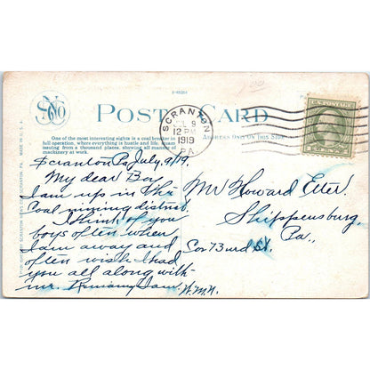 1919 Postcard Coal Breaker in Action Scranton PA TI1-1