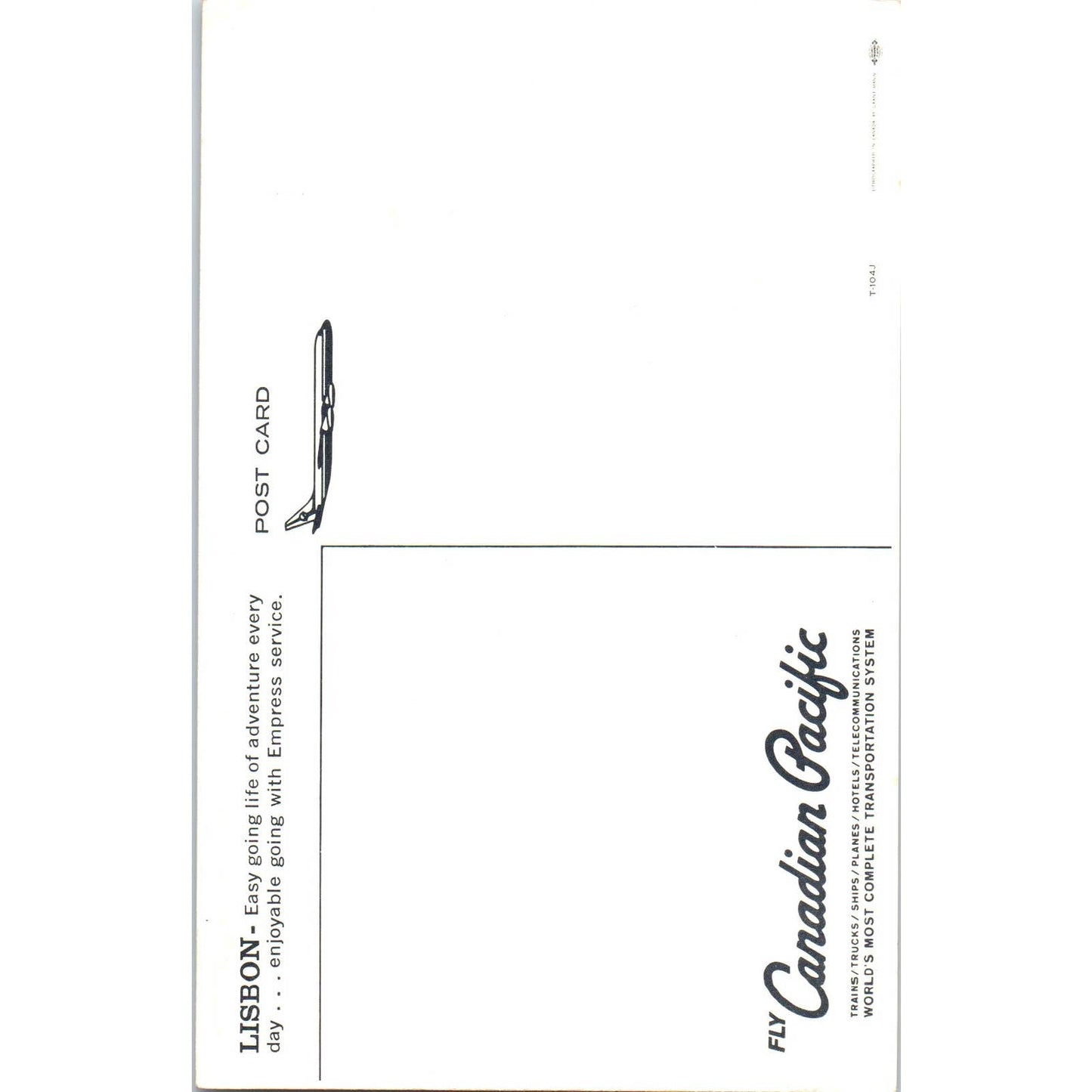 Fly Canadian Pacific Airlines Lisbon - Original Postcard TJ9-P1