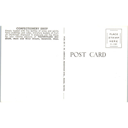 Confectionary Shop Yesteryears Museum Sandwich MA Original Postcard PB9