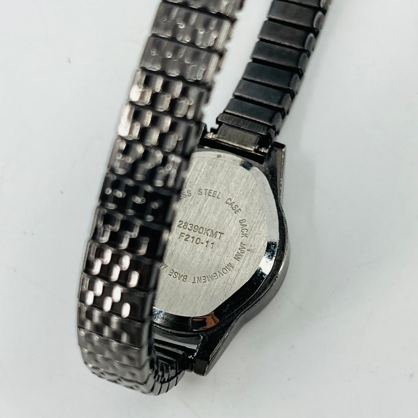 Vintage Carbon Fiber Tone Watch Metal Stretch Band SA6