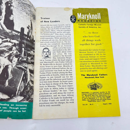 1960 August Maryknoll Magazine Catholic Missions Retro Futurism TE3