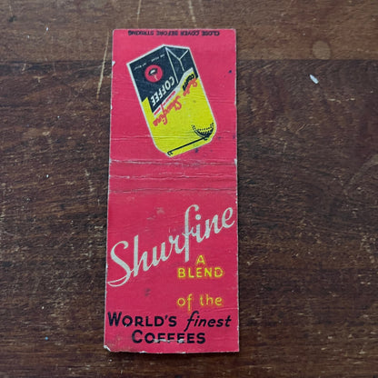 Shurfine World's Finest Coffees Advertising Matchbook Cover SB3-M3