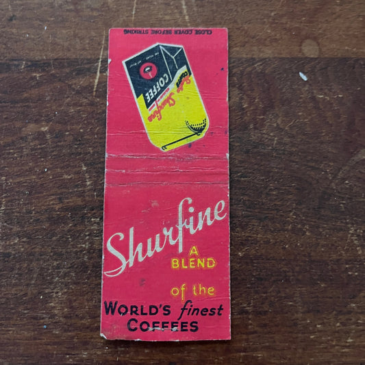 Shurfine World's Finest Coffees Advertising Matchbook Cover MM11-5
