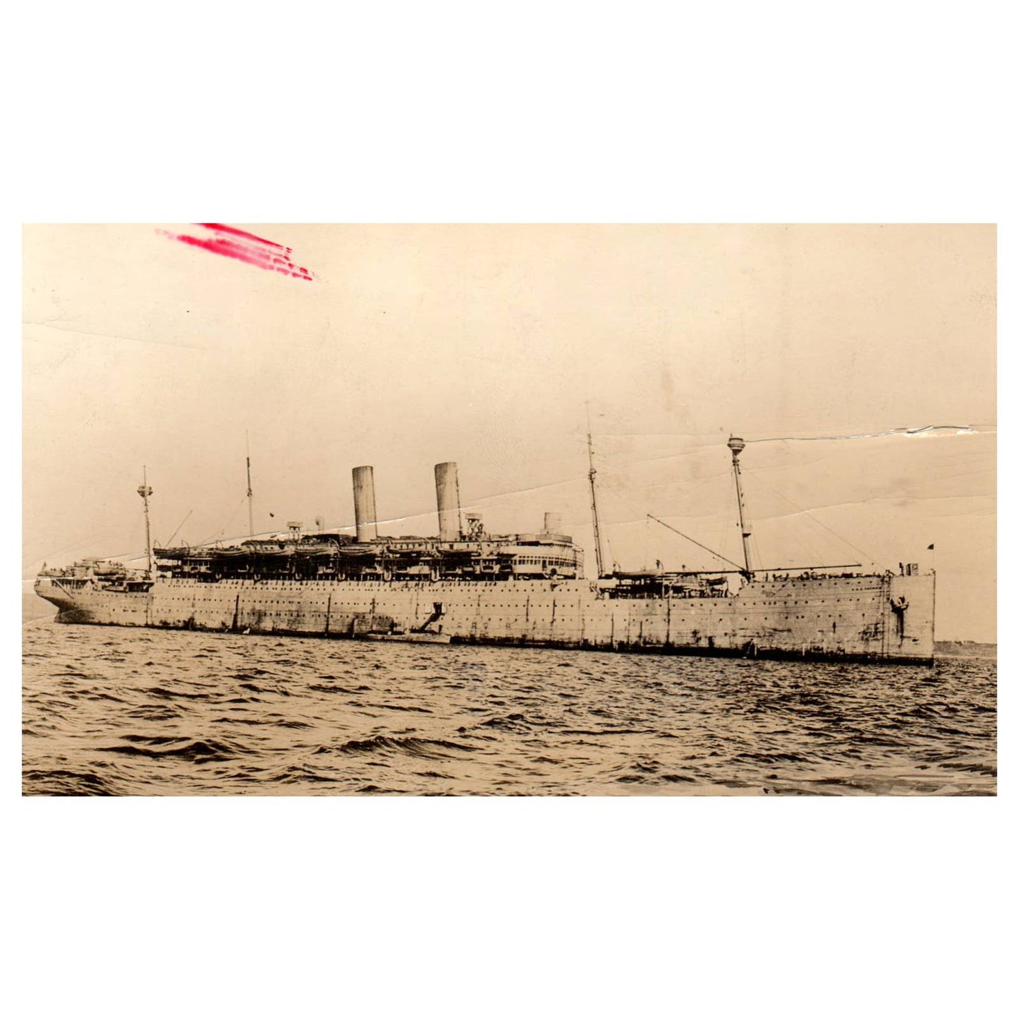 WWI Battleship Scene - USS America 1918 - Original Postcard RPPC TJ8-4