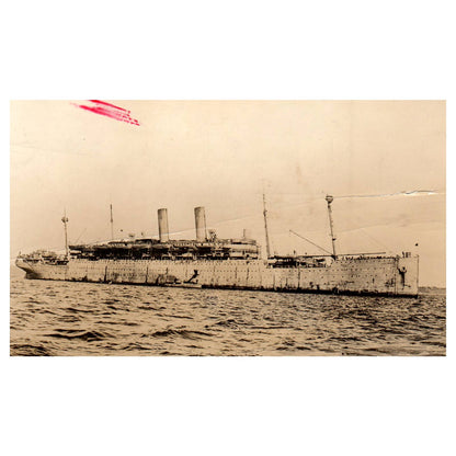 WWI Battleship Scene - USS America 1918 - Original Postcard RPPC TJ8-4