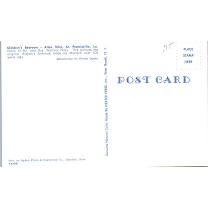 Children's Bedroom Alton Villa St. Francisville LA Original Postcard PB10