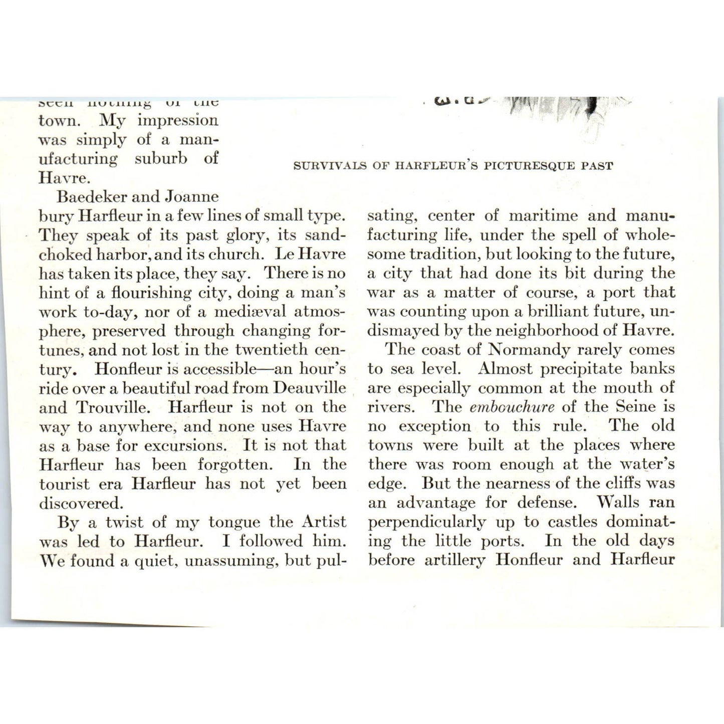 Harfleur is a Lingering Sort of Place - 1921 Original Ad TJ7-L