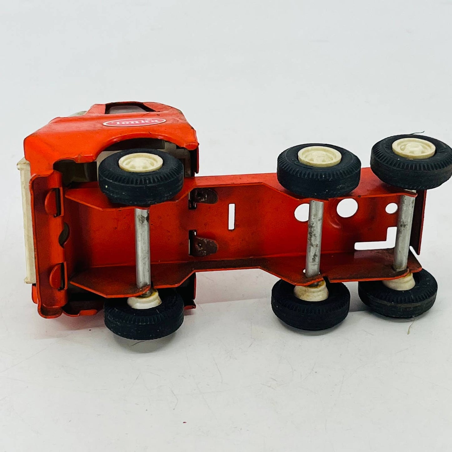 Vintage Tonka Orange Tractor Truck Cab Semi Tandem Steel Metal toy Hauler TC4