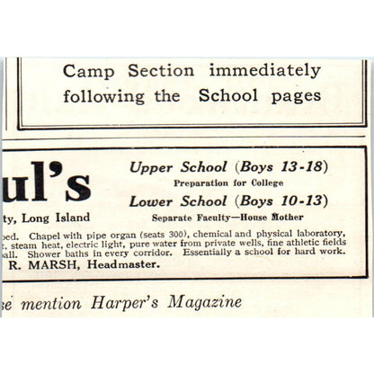 c1920 Harper's Magazine Ad - Brantwood Hall Home School for Girls Bronxville EA3
