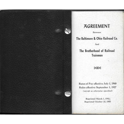1960 Agreement Baltimore & Ohio B&O Railroad & Brotherhood of Trainmen Book TJ7