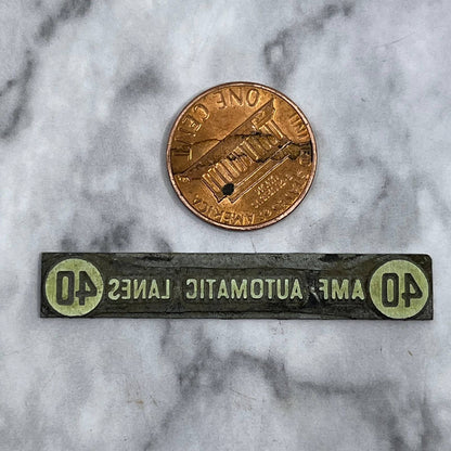 Vintage Letterpress Printers Block Plate 40 AMF Automotive Lanes Bowling TJ510