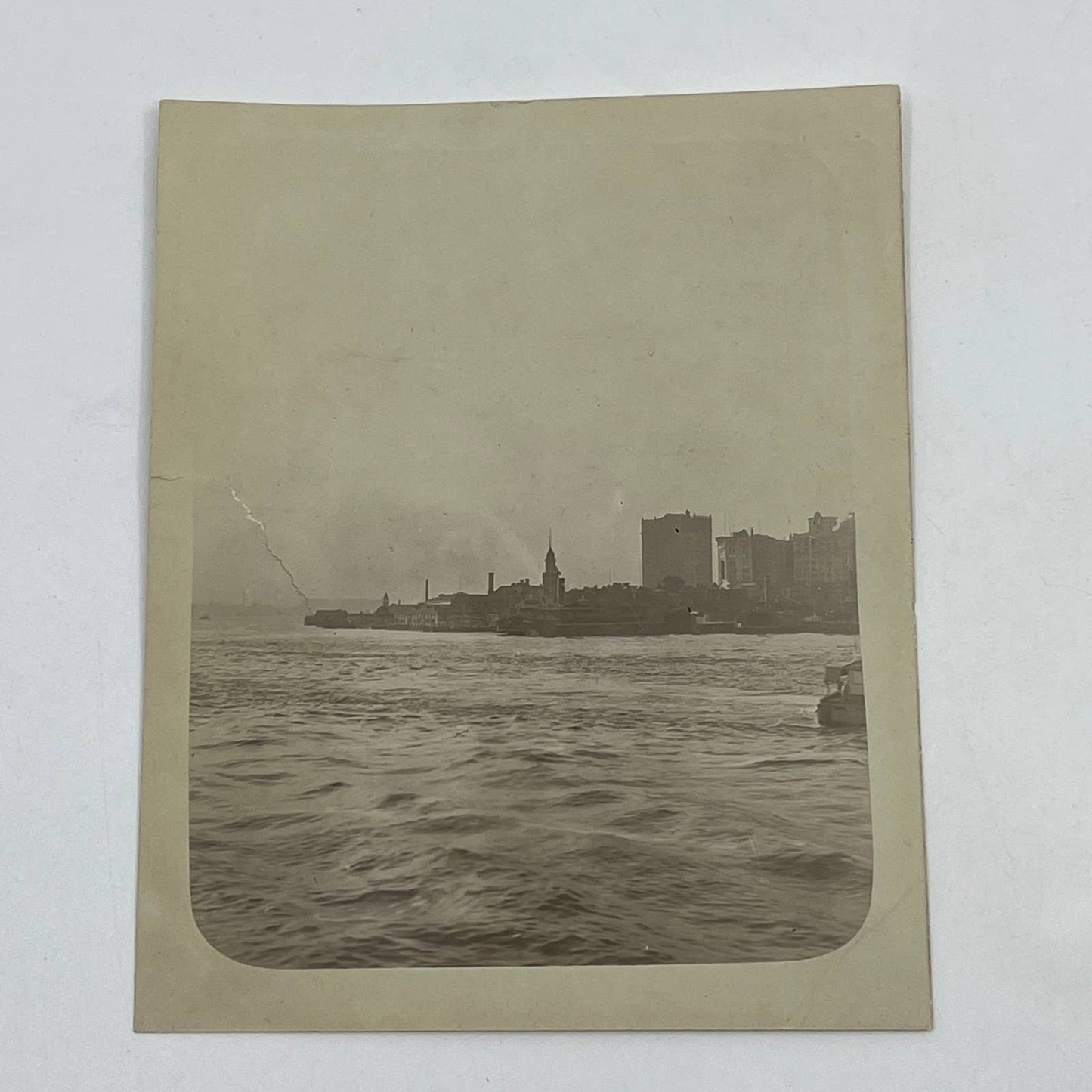 1903 Original Sepia Photograph Battery Park View From the East River NYC AC7