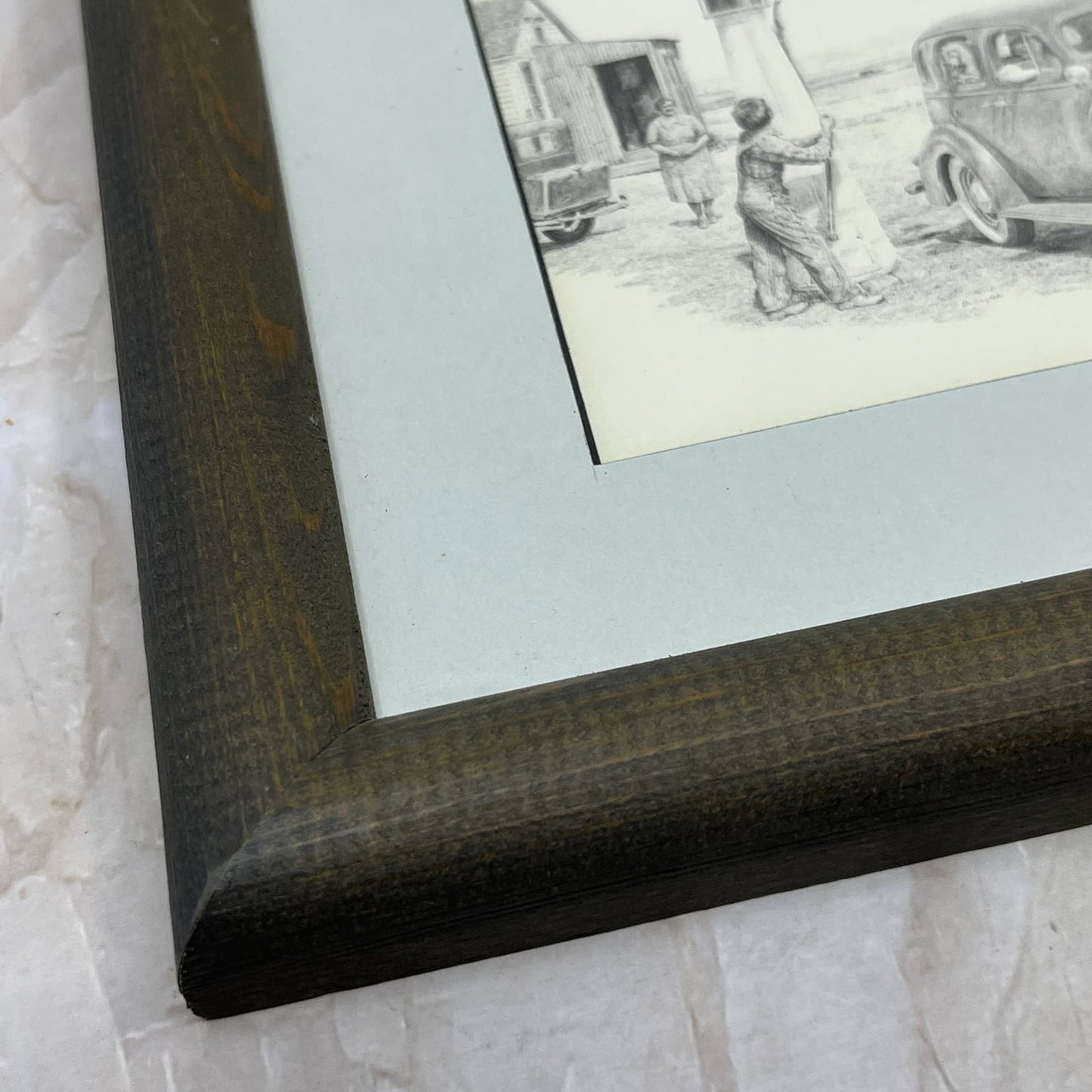 Framed Don Greytak Litho - "Conoco Fill-up" - Gas Station 6.5x8” TE5