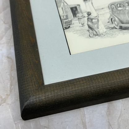 Framed Don Greytak Litho - "Conoco Fill-up" - Gas Station 6.5x8” TE5