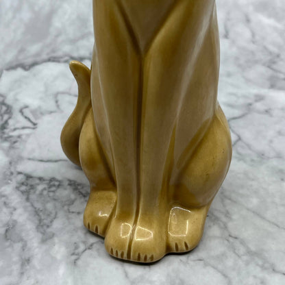 1950s MCM Long Neck Siamese Cat Figurine Ornament Tan Green Eyes 9" TA2-2