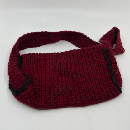 Vintage Handmade Crocheted Maroon Red Purse Handbag 10” TG1