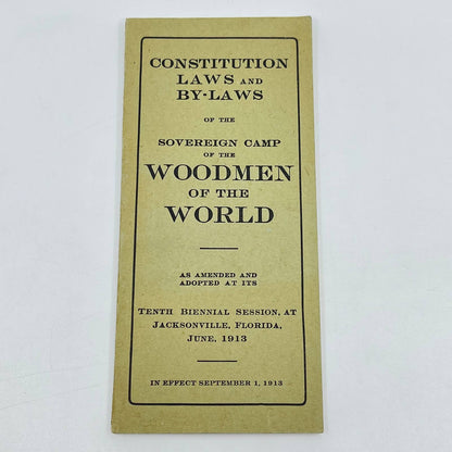 1913 Woodmen Of The World Constitution & By-laws Jacksonville FL TE8-2