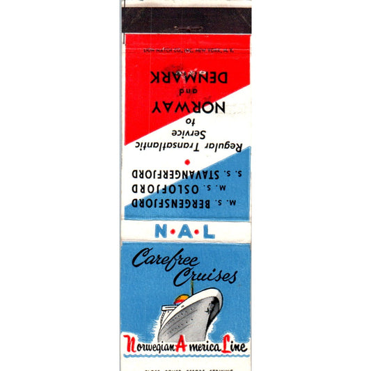 Carefree Cruises Norwegian America Line Advertising Matchbook Cover MM9-2