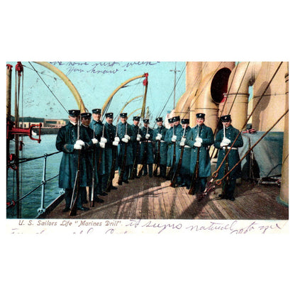 US Sailors Life Marines Drill 1907 - Original Postcard TJ8-5