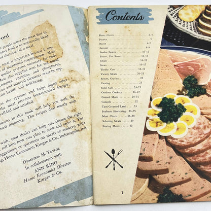 Vintage KINGAN'S Meat Recipe Cookbook Booklet Indianapolis TF7