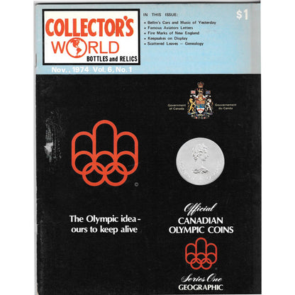 Long John Latham's Collector's World Bottles and Relics Magazine Nov 1974 M5