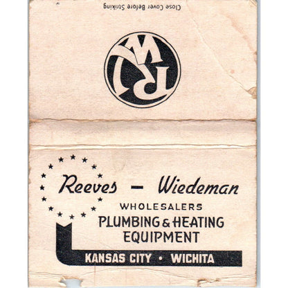 Reeves-Wiedeman Plumbing Kansas City Wichita Wide Advertising Matchbook SA9-M7