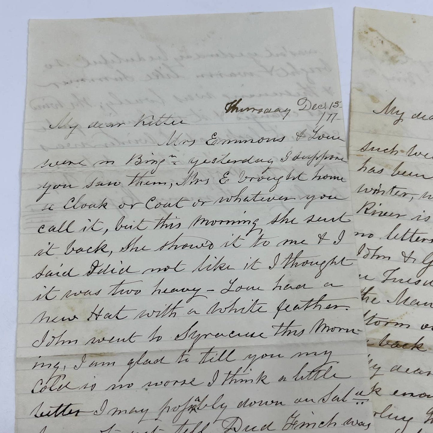 1877 Antique Set of 2 Handwritten Love Letters to Kittie AC9