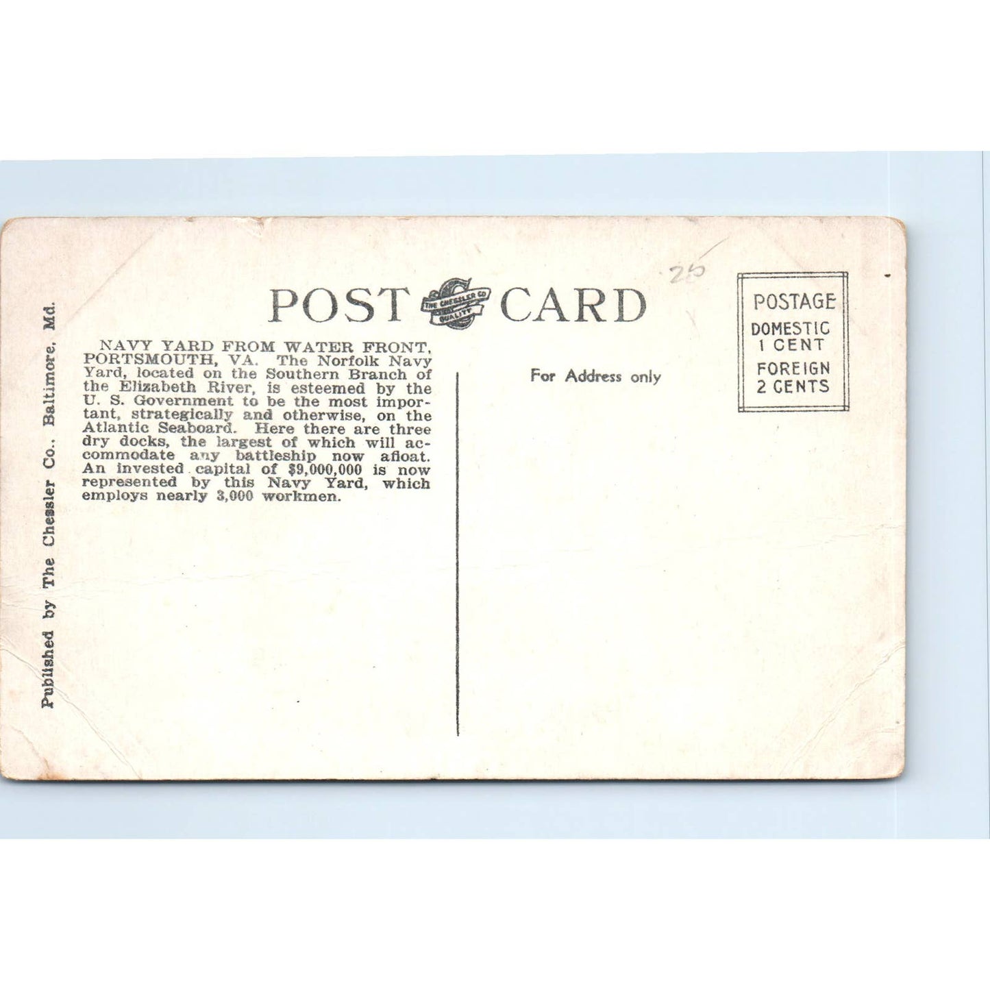 Navy Yard From Waterfront Portsmouth VA - Original Postcard TJ7-RP3