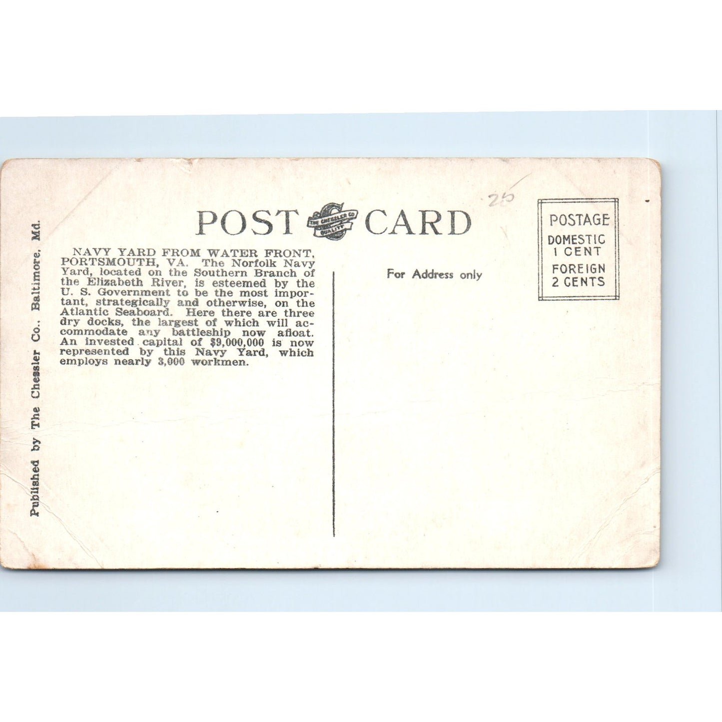 Navy Yard From Waterfront Portsmouth VA - Original Postcard P3-5