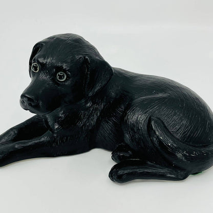 VTG Large 10 x 5 1989 Hand Painted Ceramic Black Lab Dog Retriever Figurine TB7