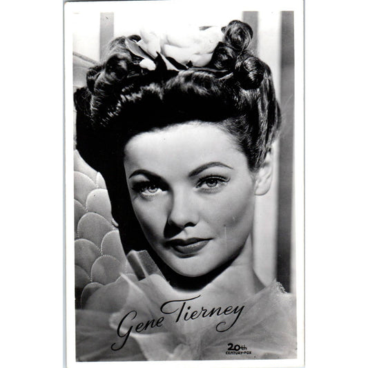 Vintage German Postcard Gene Tierney Headshot 20th Century Fox SE4