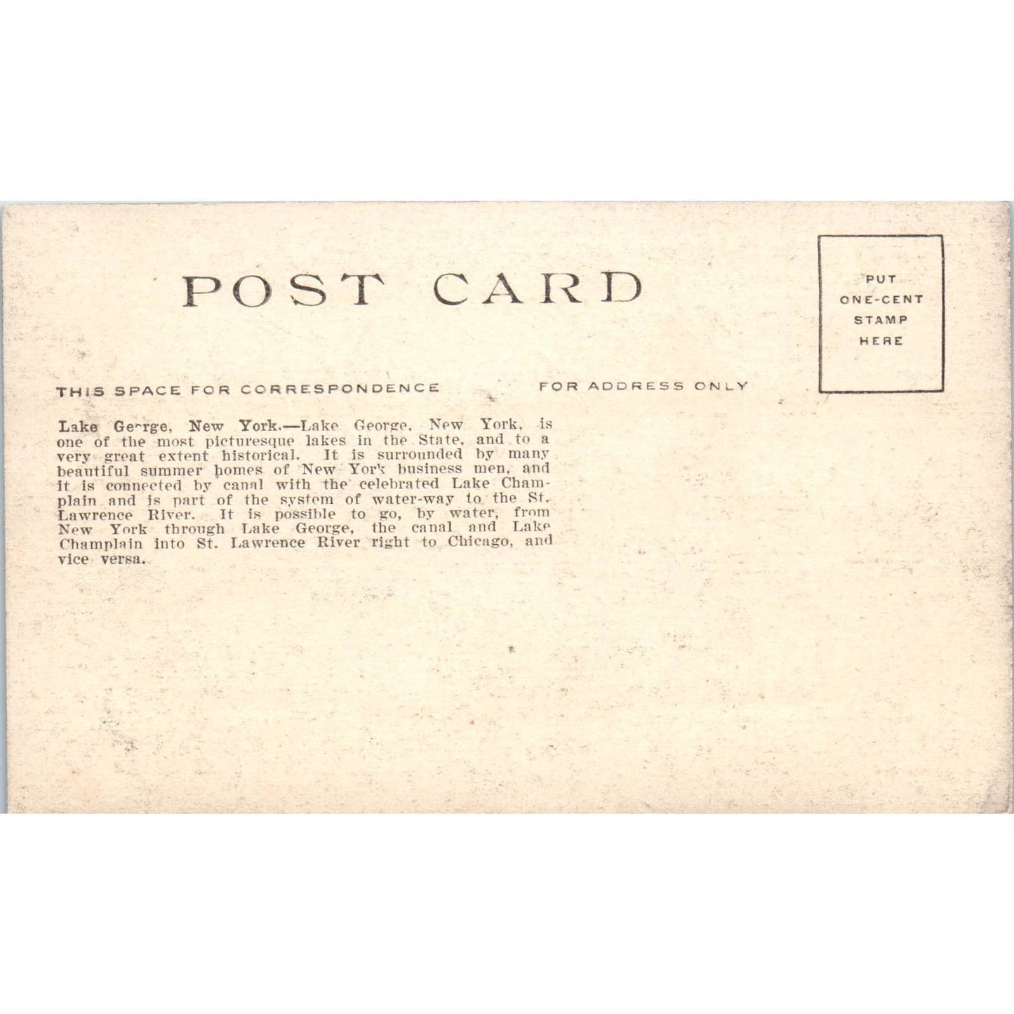 Lake George New York c1910 Original Postcard TK1-25