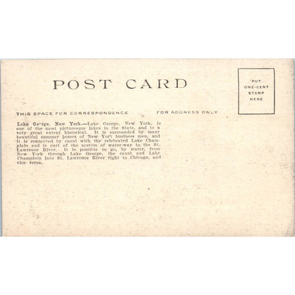 Lake George New York c1910 Original Postcard TK1-25