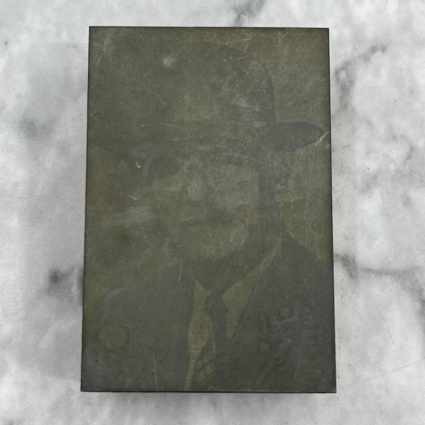 Vintage Printing Letterpress Printers Block Plate Photo of Man In Fedora TJ53