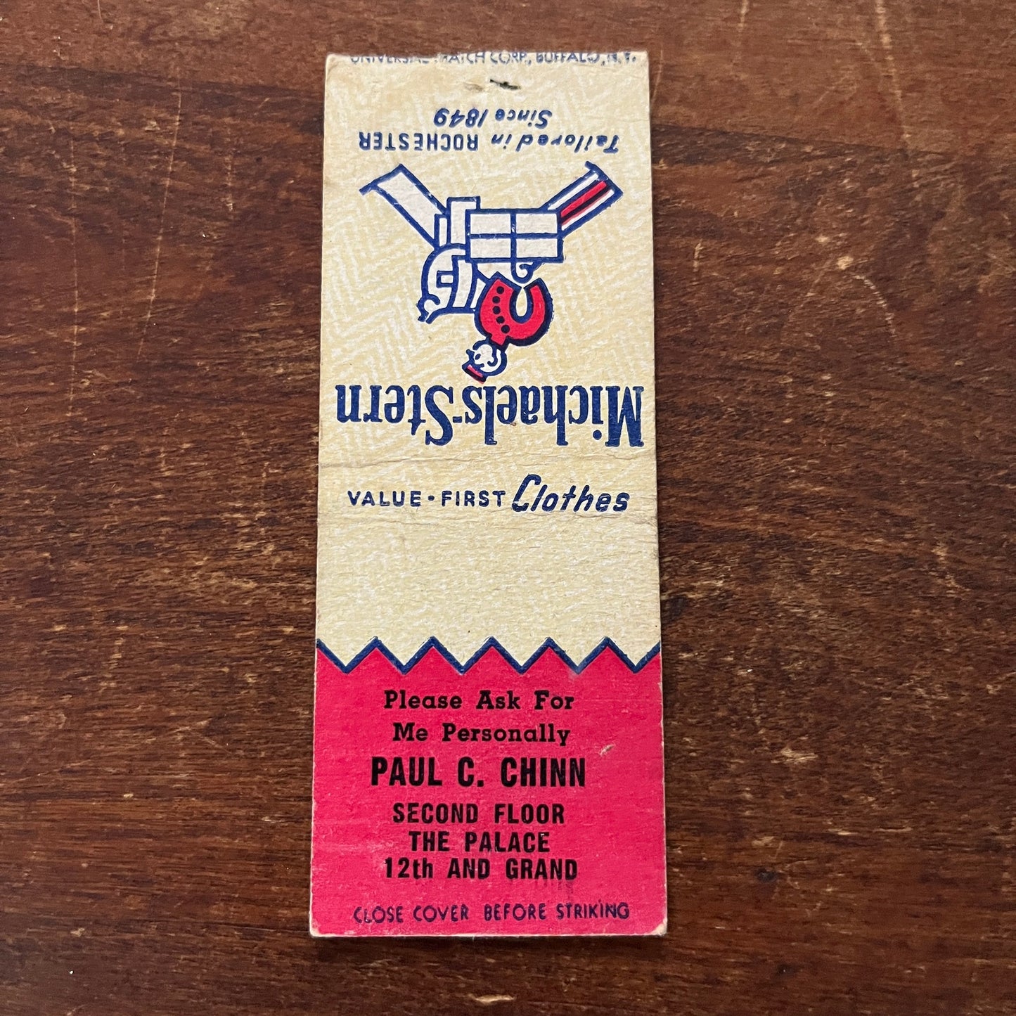 Michaels-Stern Clothes Paul C. Chinn Advertising Matchbook Cover MM11-8