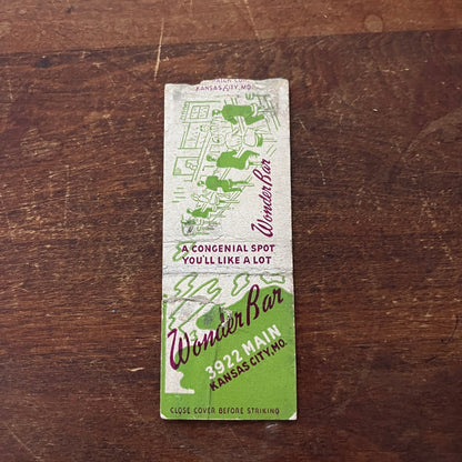 Wonder Bar Kansas City MO Advertising Matchbook Cover SB3-M6