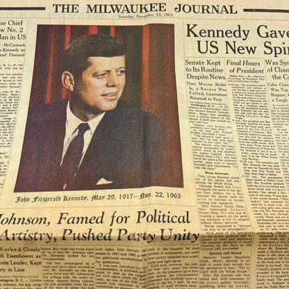 1963 Nov 23 MILWAUKEE JOURNAL Newspaper Pres. Kennedy Assassination TI6-20