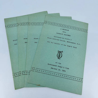 1938 Program Musical First Reformed Church Hackensack Women’s Club Set of 4 TD6