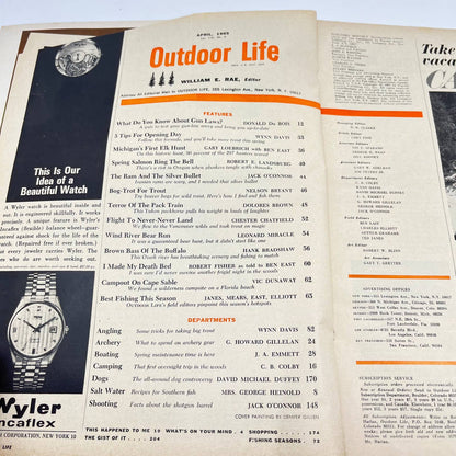 1965 April Outdoor Life Magazine Spring Trout Elk Hunting Salmon TE8