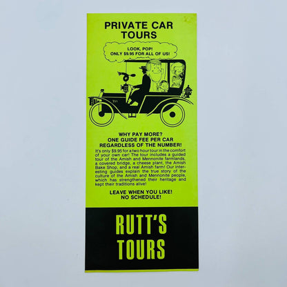 1977 Rutt’s Tours Classic Cars Amish Country Intercourse PA Leaflet Flyer SC1