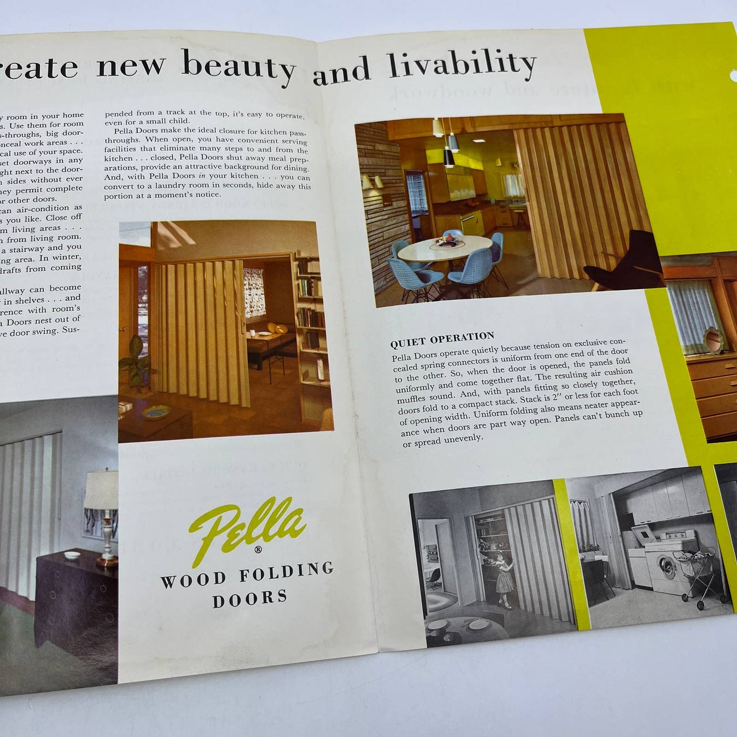 1960s MCM Pella Wood Folding Doors Fold Out Brochure TH7