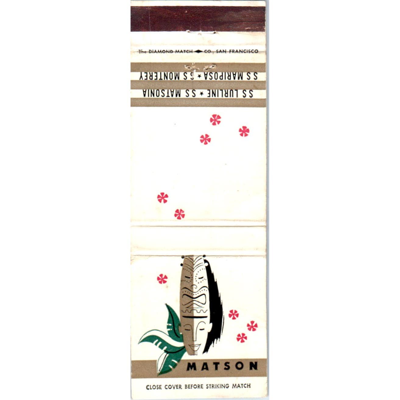 Matson Lines - Hawaii to the South Pacific Advertising Matchbook Cover SA9-M10