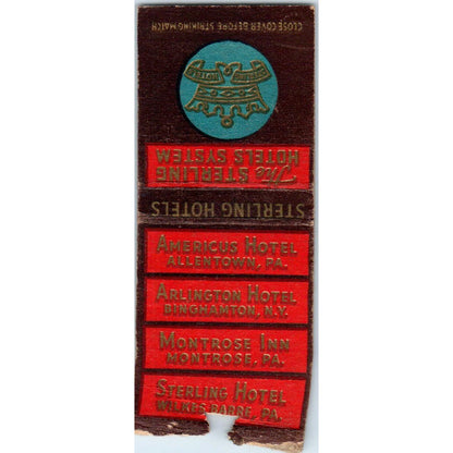 The Sterling Hotel System Pennsylvania Advertising Matchbook Cover SA9-M1