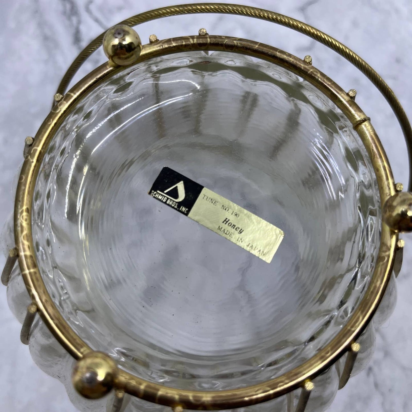 Vintage Schmid Bros Glass Biscuit Jar Wind-up Music Box Tune 190 Honey 5x7.5 TC4